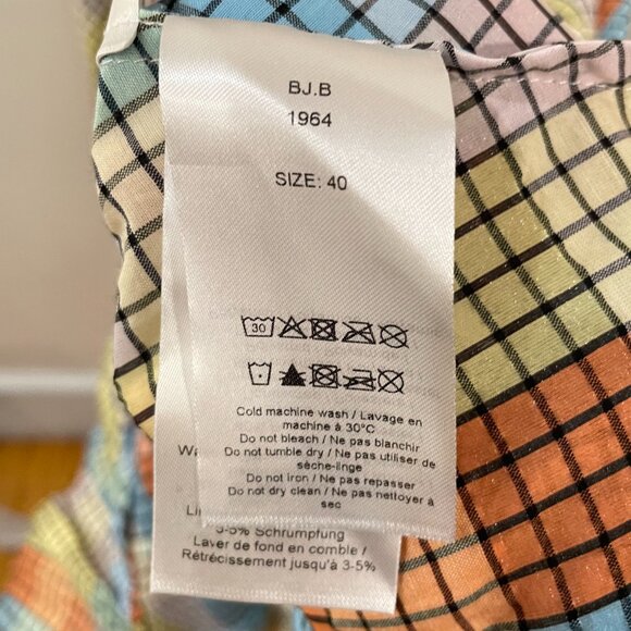 New Ganni Smocked Plaid Seersucker Maxi Dress 40, 8, M $285 - Picture 8 of 10